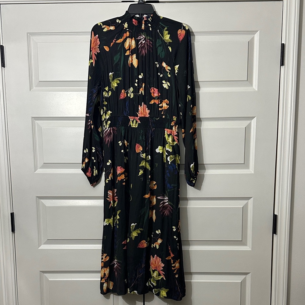 a new day Black Multicolor Floral Long Sleeve Dress